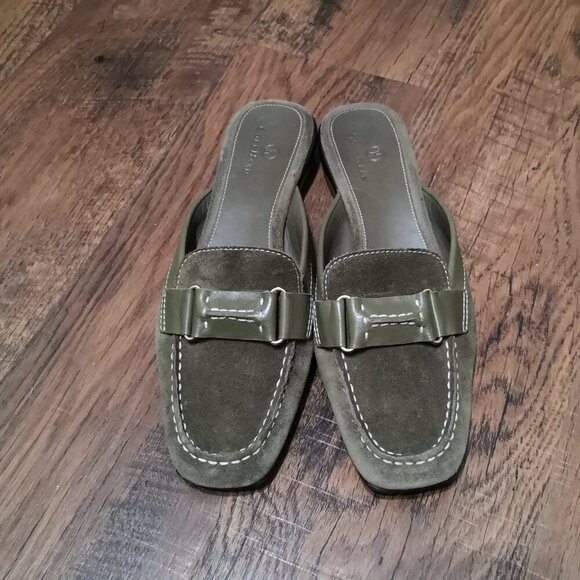 Cole Haan X Nike Air Olive Green Suede Mules Size 9B - Picture 1 of 6